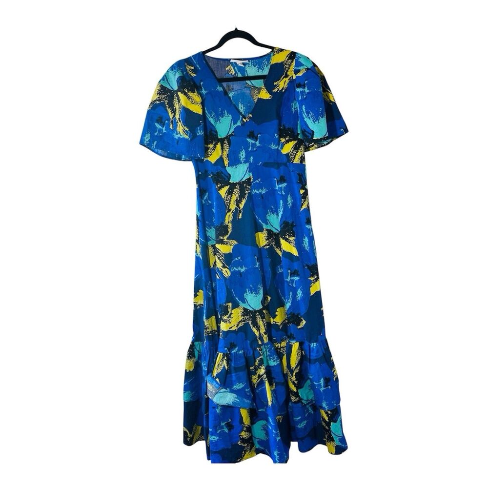 Christopher John Rogers x Target Floral Puff Sleeve Maxi dress SZ 6 S Tulip Blue